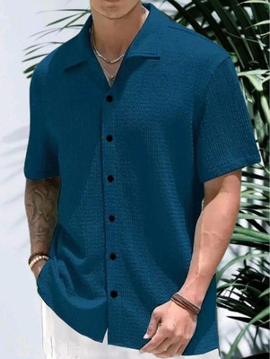 UNNATI TRENDS Men Solid Casual Blue Shirt