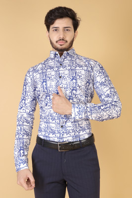 ShivayImpex Men Printed Casual White, Blue Shirt