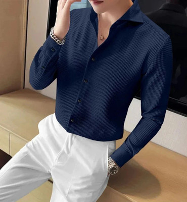 CLOSWIF CREATIONS Men Solid Formal Light Blue Shirt