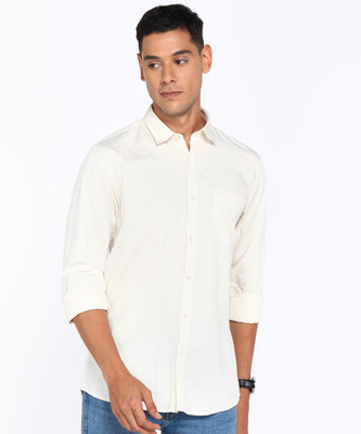 PETER ENGLAND Men Printed Casual Yellow Shirt