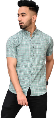 Valveera Men Printed Casual Light Green, White, Dark Blue Shirt
