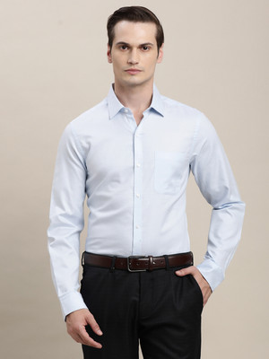 TURTLE Men Self Design Formal Grey Shirt