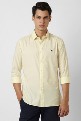 VAN HEUSEN Men Solid Casual Yellow Shirt