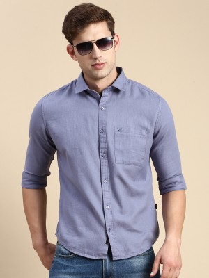 Showoff Men Solid Casual Dark Blue Shirt