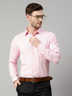 CANTABIL Men Self Design Formal Pink Shirt