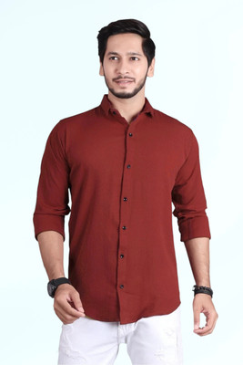 Parth Creation Men Solid Casual Red Shirt