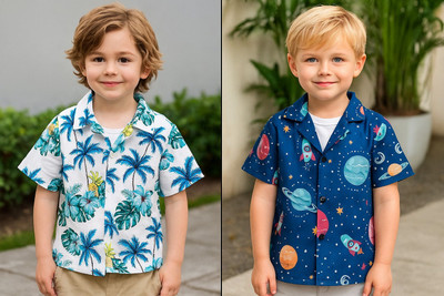 SVHFashion Boys Printed Casual Multicolor Shirt(Pack of 2)