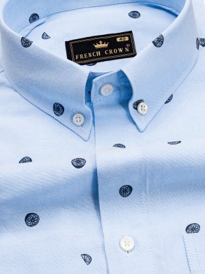 french crown Men Printed Casual Light Blue, Dark Blue Shirt