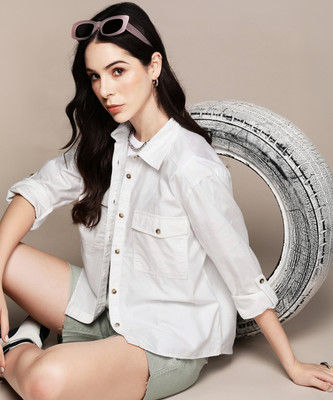 Roadster Women Solid Casual White Shirt