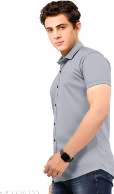 KHANJAN FASHION Men Solid Casual Grey Shirt