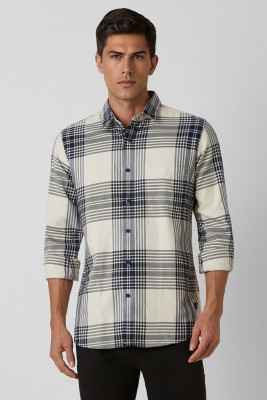 VAN HEUSEN Men Checkered Casual White Shirt