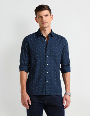 ARROW Men Geometric Print Casual Blue Shirt