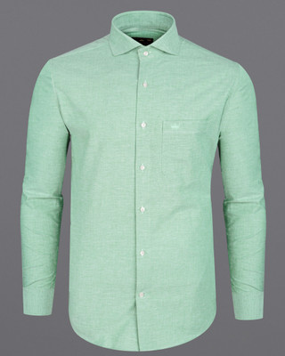 french crown Men Solid Casual Green Shirt