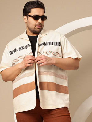 Sztori Men Striped Casual White Shirt