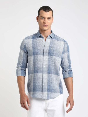 THE BEAR HOUSE Men Checkered Casual Blue, White Shirt