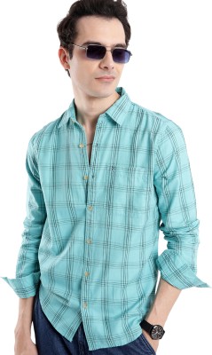 WROGN Men Checkered Casual Blue Shirt