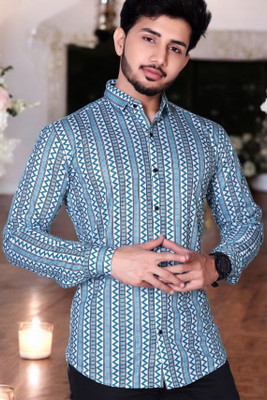 gurukrupa creation Men Printed Casual Blue Shirt