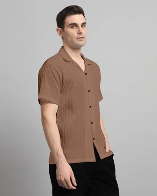 HEMAS LIFESTYLE Men Self Design Casual Brown Shirt