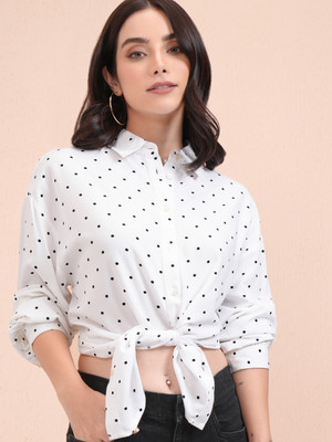 Tokyo Talkies Women Printed Casual White Shirt