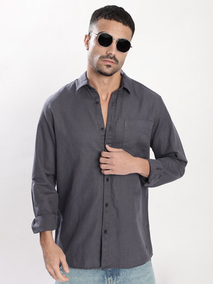 Bene Kleed Men Solid Casual Grey Shirt