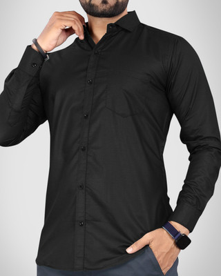 NIVICK Men Solid Formal Black Shirt