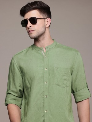 French Connection Men Solid Casual Green Shirt