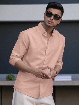 Yanthi Trend Men Self Design Casual Beige Shirt