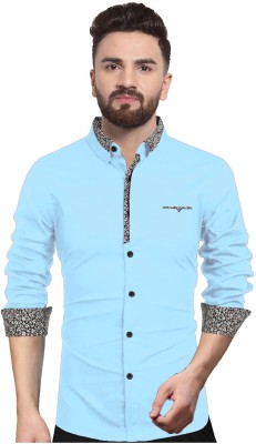 Webric Men Solid Casual Light Blue Shirt