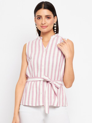 DUKE Women Striped Casual Pink Shirt