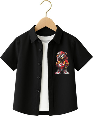 TycoonShop Boys Printed, Solid Casual Black Shirt