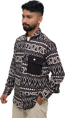 LookMeApparel Men Geometric Print Casual Multicolor Shirt