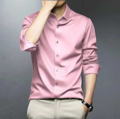 SATADHAR ENTERPRISES Men Solid Casual Pink Shirt