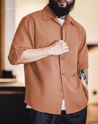 Hityyani Men Self Design Formal Brown Shirt