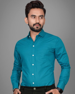GLOBAL NOMAD Men Solid Casual Blue Shirt