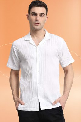 Dharamraj Fashion Men Self Design Casual White Shirt
