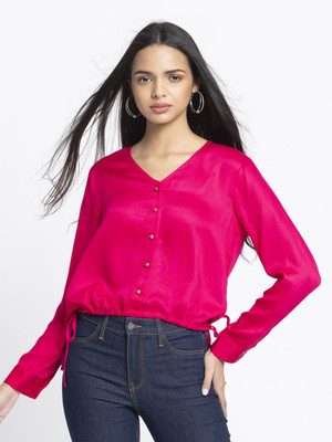 SHAYE SHAYE Women Solid Casual Pink Shirt