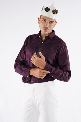 french crown Men Checkered Casual Red Shirt