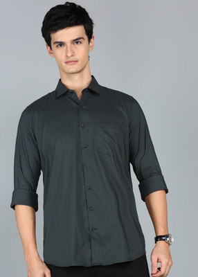 VAN HEUSEN Men Striped Formal Dark Green Shirt