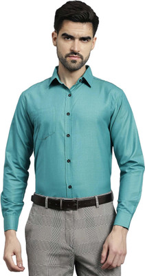Navkanj Men Solid Formal Dark Green Shirt
