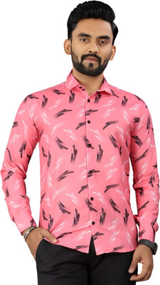 AITAVIKOVERSEAS Men Printed Casual Pink, Multicolor Shirt