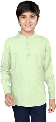 FABFARM Boys Solid Straight Kurta(Light Green)