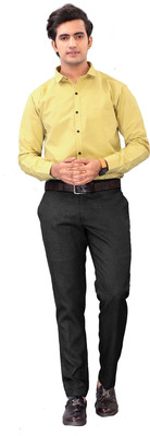 nirmal creation Men Solid Casual Yellow Shirt