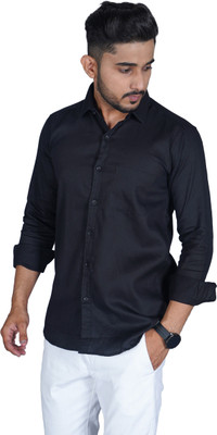 HouseOfCommon Men Solid Casual Black Shirt