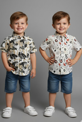 tooidde Boys Printed Casual Multicolor Shirt(Pack of 2)