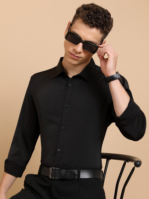 HIGHLANDER Men Solid Formal Black Shirt
