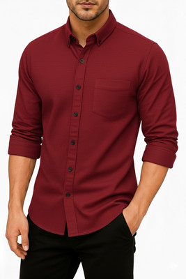 Mensclothing Men Solid Casual Red Shirt