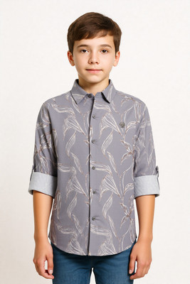 Charchit Boys Printed Casual Grey Shirt