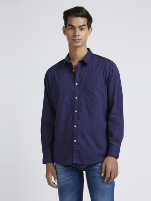 Pepe Jeans Men Solid Casual Blue Shirt