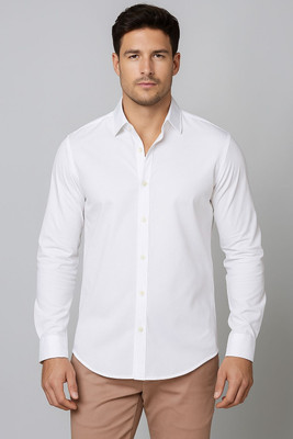 Royal Proprietor Men Solid Formal White Shirt