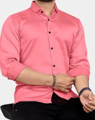 VezVoR Men Solid Party Pink Shirt